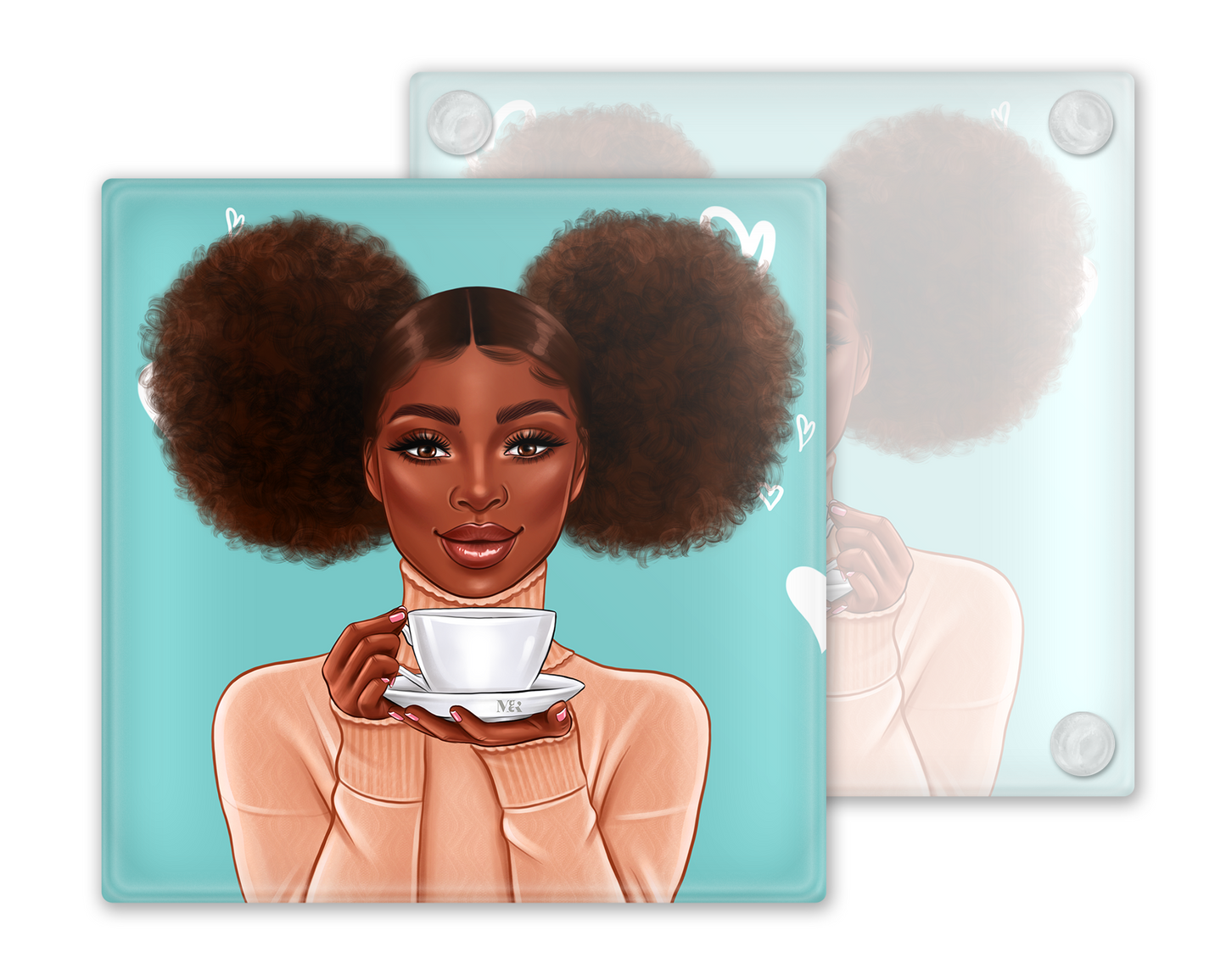 Winter Vibes Glass Coasters, Set of 4