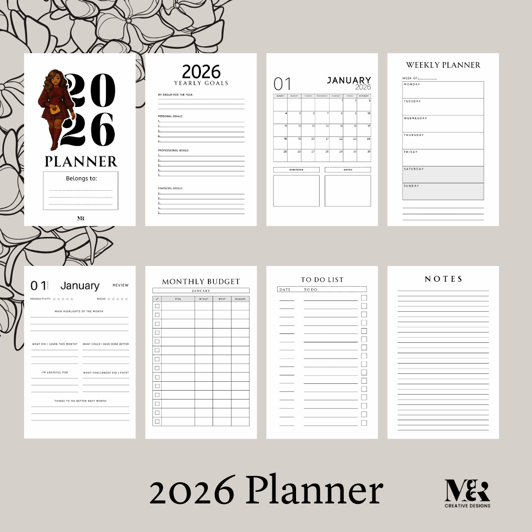 2026 Daily Planner 5.5”x 8.5”