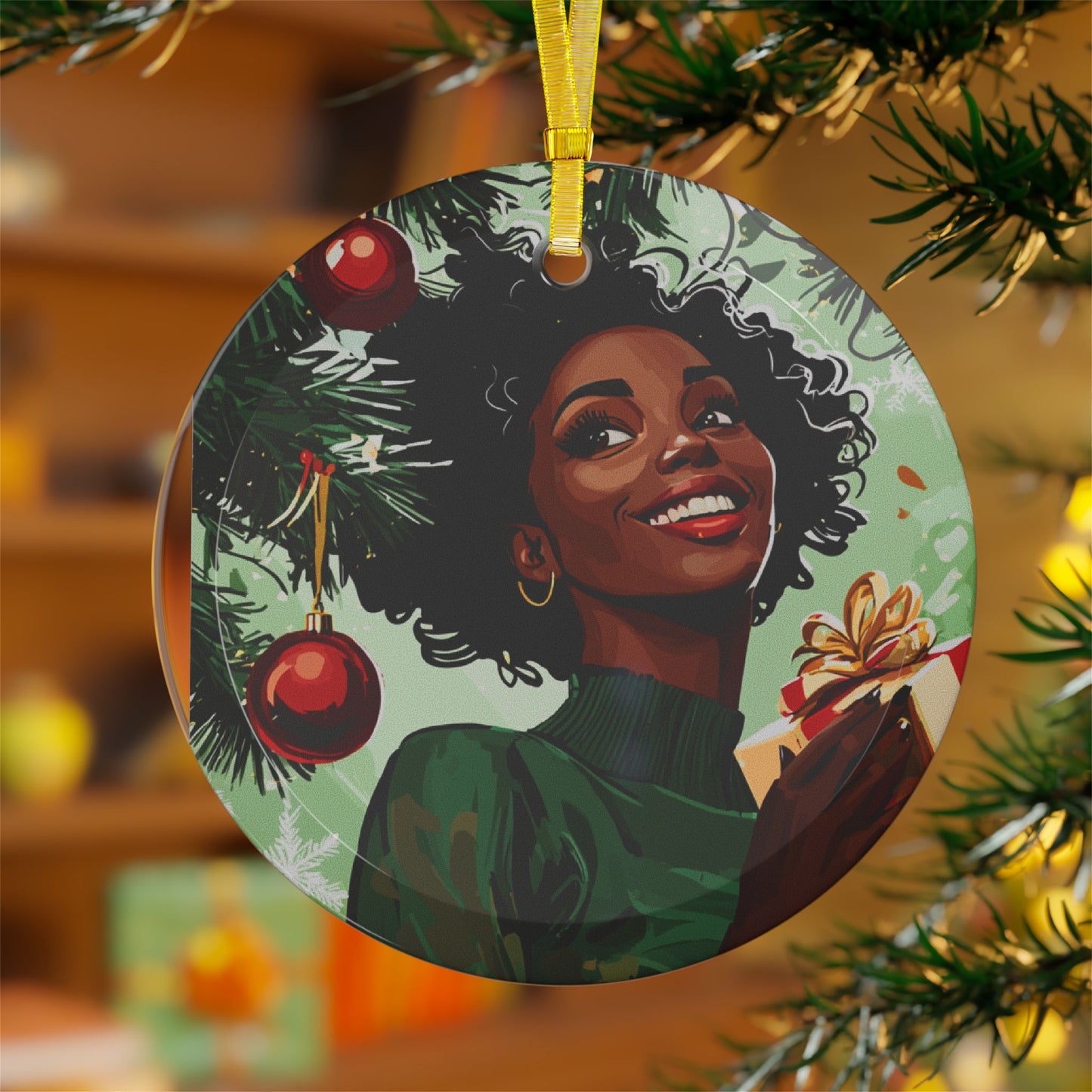 Joyful Holiday Glow - Glass Christmas Ornament